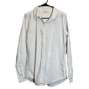 Anthropologie‎ Isabella Sinclair White Linen/Cotton Button Down Shirt Size Large